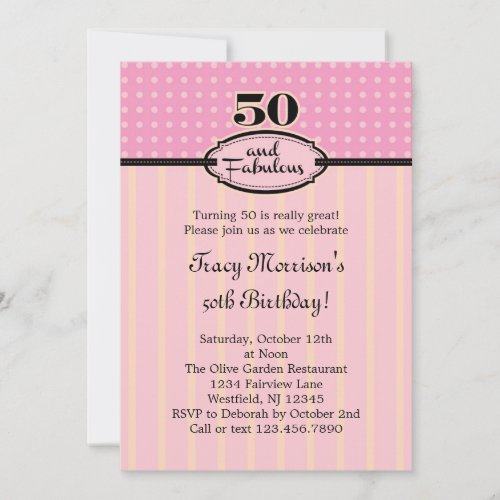 50 and Fabulous Birthday Invitation