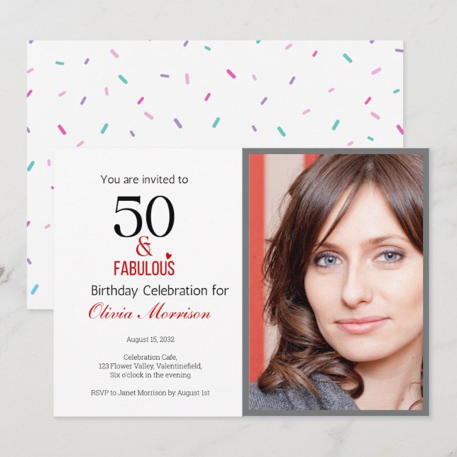50 and Fabulous Birthday Invitation (Front/Back)
