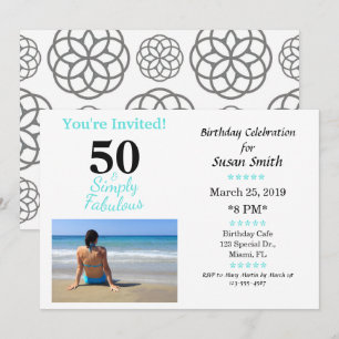 50 and Fabulous Birthday Invitation Simply Blue