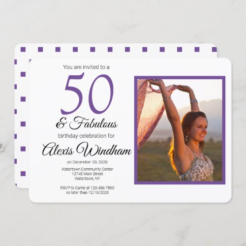 50 and fabulous birthday invitation with photo