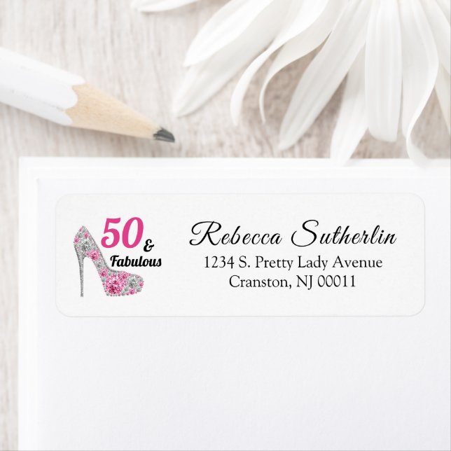 50 and Fabulous Birthday Label (Insitu)