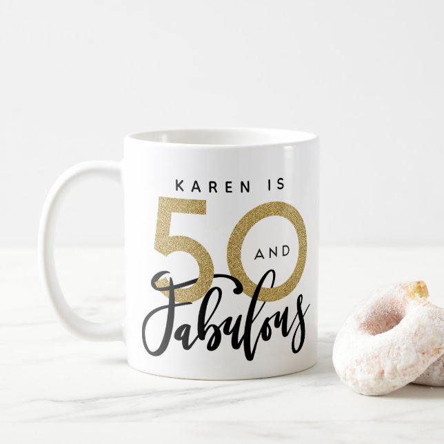 50 and fabulous birthday mug (With Donut)