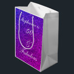 50 And Fabulous Birthday Ombre Pink Purple Glitter Medium Gift Bag<br><div class="desc">Designed with pretty,  girly and beautiful pink purple glittery background and personalized text template for name which you can edit,  this is perfect for the 50th birthday celebrations!</div>