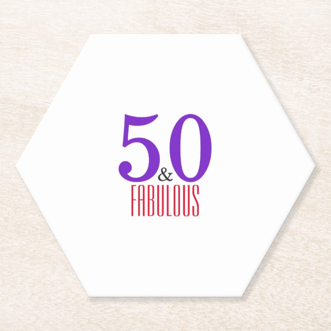 50 and Fabulous Birthday Paper Coaster (Front)
