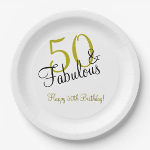 50 and Fabulous Birthday Paper Plates