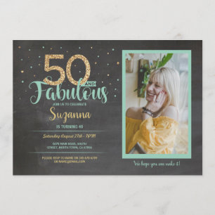 50 and Fabulous Birthday Party 50th Gold Photo Invitation