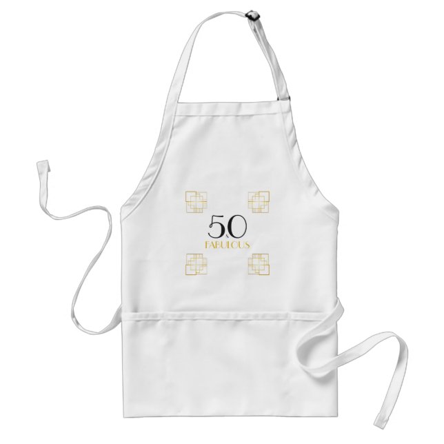 50 and Fabulous Birthday Party Art Deco Adult Apron (Front)