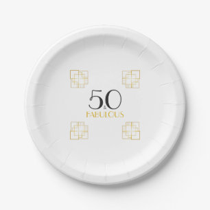 50 and Fabulous Birthday Party Art Deco Paper Plates