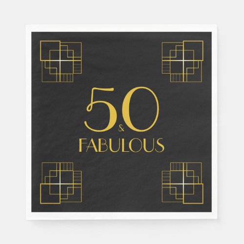50 and Fabulous Birthday Party Art Deco style Napkins