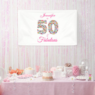 50 and Fabulous Birthday Party Banner