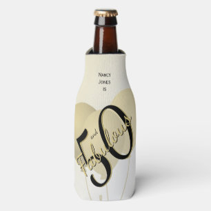 50 and Fabulous Birthday Party Black/Gold 50th Fun Bottle Cooler