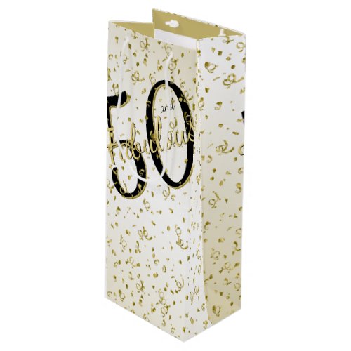 50 and Fabulous Birthday Party Black Gold 50th Wine Gift Bag