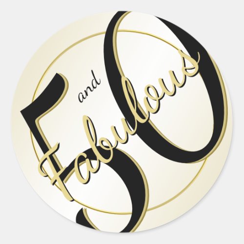 50 and Fabulous Birthday Party BlackGold Fun 50th Classic Round Sticker