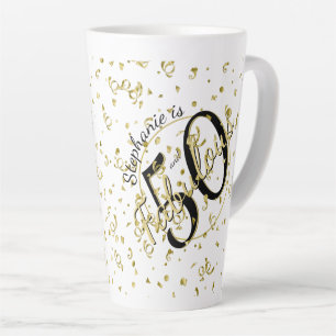 50 and Fabulous Birthday Party Black/Gold Fun 50th Latte Mug