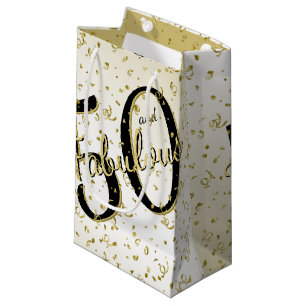 50 and Fabulous Birthday Party Black/Gold Fun Small Gift Bag