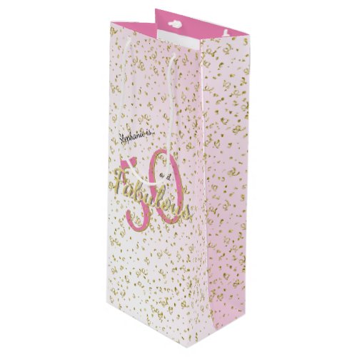 50 and Fabulous Birthday Party Fun PinkGold Wine Gift Bag