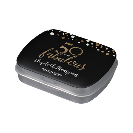 50 and fabulous birthday party gift favor candy tin (Side)