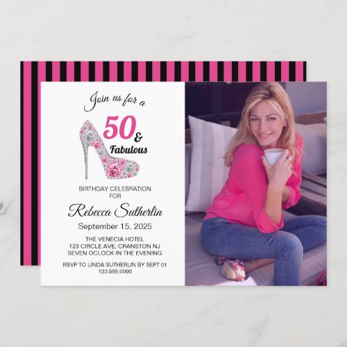 50 and Fabulous Birthday Party Invitation