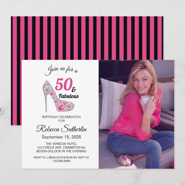 50 and Fabulous Birthday Party Invitation (Front/Back)