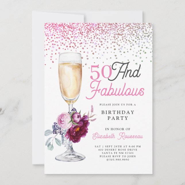 50 And Fabulous Birthday Party Invitation (Front)