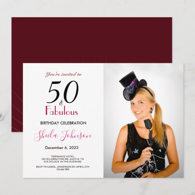 50 and Fabulous Birthday Party Invitation (Front/Back)