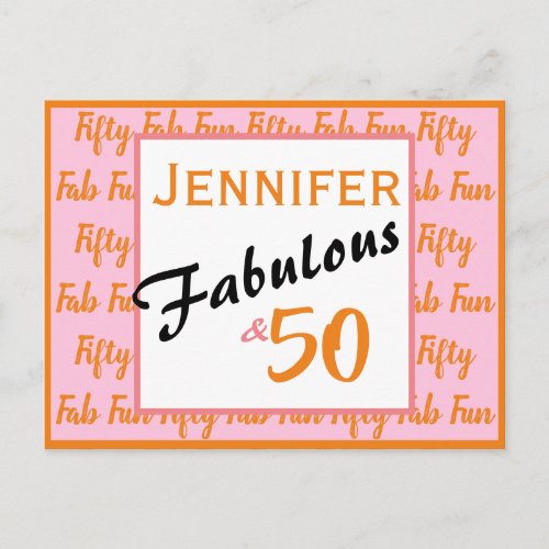 50 and Fabulous Birthday Party Invitation Postcard