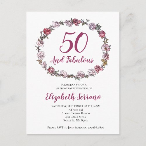 50 And Fabulous Birthday Party Invitations