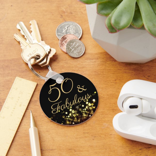 50 and Fabulous Birthday Party Keychain (Desk)