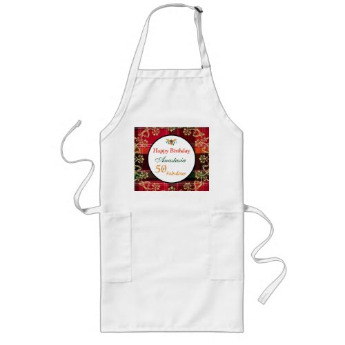 50 and Fabulous Birthday Party Madras VI Long Apron