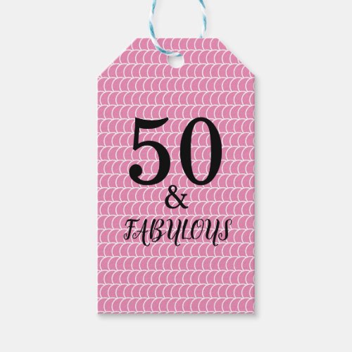 50 And Fabulous Birthday Party Mermaid Pink Black Gift Tags