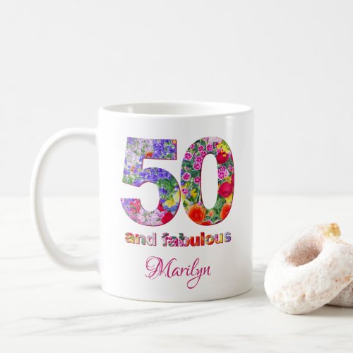 50 and fabulous birthday party modern coffee mug