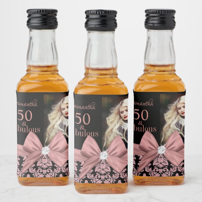 50 and fabulous birthday party monogram name liquo liquor bottle label (Bottles)
