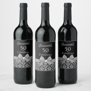50 and fabulous birthday party monogram name wine wine label