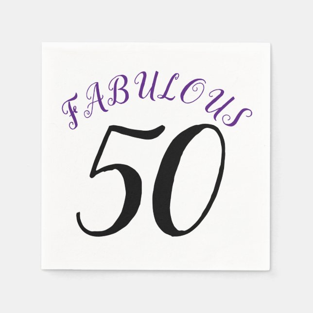 50 and Fabulous Birthday Party Napkins (Front)