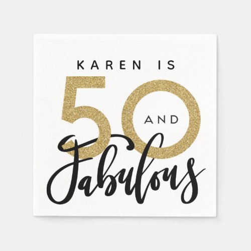 50 and fabulous birthday party napkins