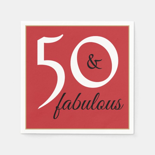 50 and Fabulous Birthday Party Napkins (Front)