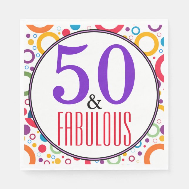 50 and Fabulous Birthday Party Napkins (Front)