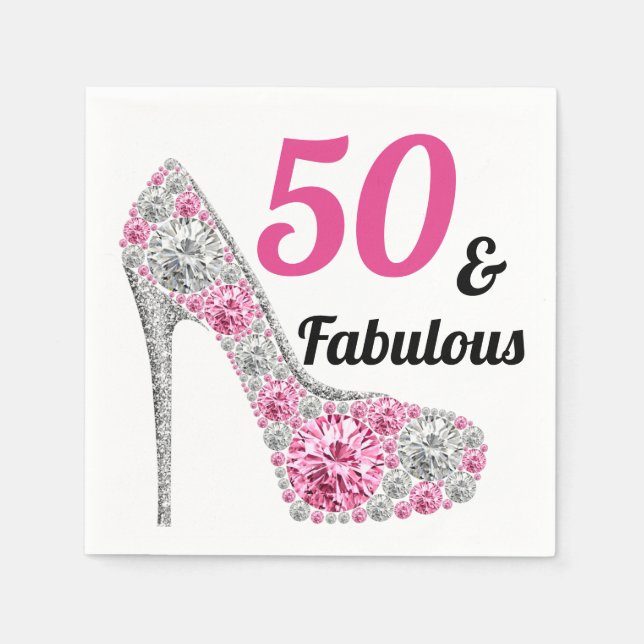 50 and Fabulous Birthday Party Napkins (Front)