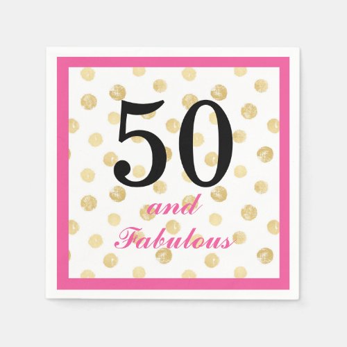 50 and fabulous birthday party paper napkin