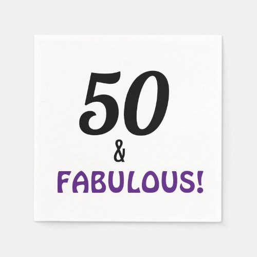 50 and Fabulous Birthday Party Paper Napkins