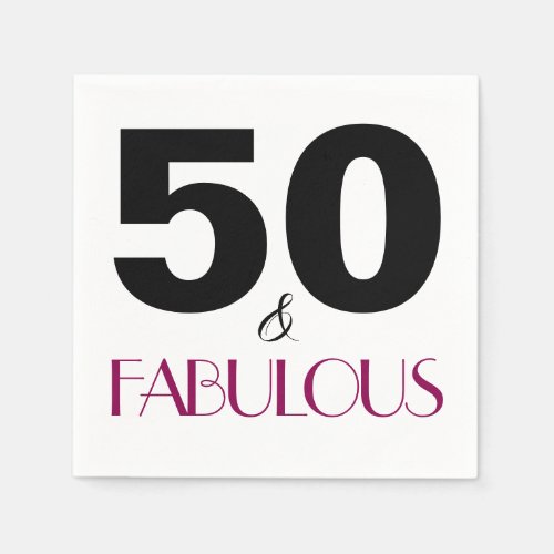 50 and Fabulous Birthday Party Paper Napkins