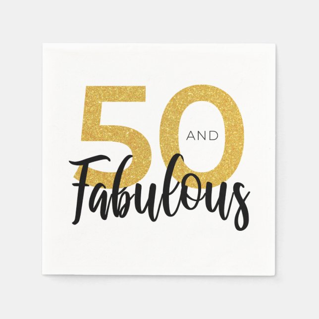 50 and Fabulous Birthday Party Paper Napkins (Front)