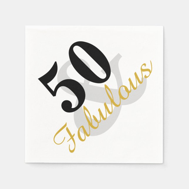 50 and Fabulous Birthday Party Paper Napkins (Front)