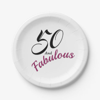 50 and Fabulous. Birthday Party Paper Napkins. Paper Plates