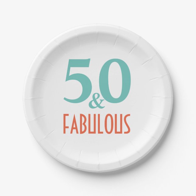 50 and fabulous birthday party paper plates (Front)