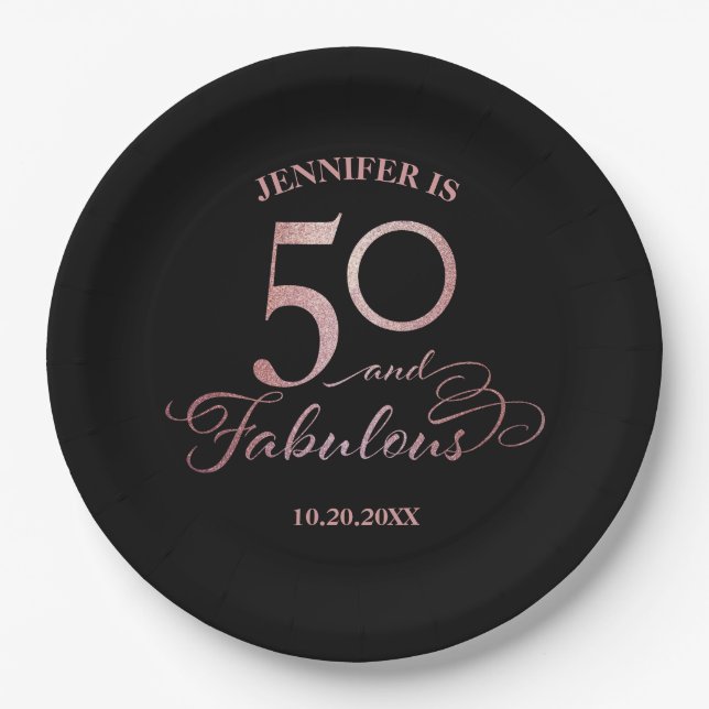 50 and Fabulous Birthday Party Paper Plates (Front)