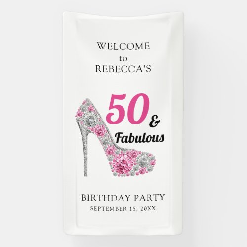 50 and Fabulous Birthday Party Personalized Banner