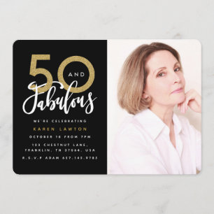 50 and fabulous birthday party photo invitation