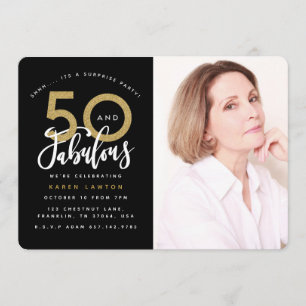 50 and fabulous birthday party photo invitation