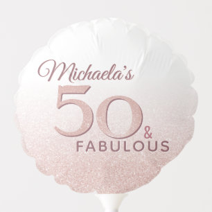 50 and Fabulous Birthday Party Pink Glitter Balloon